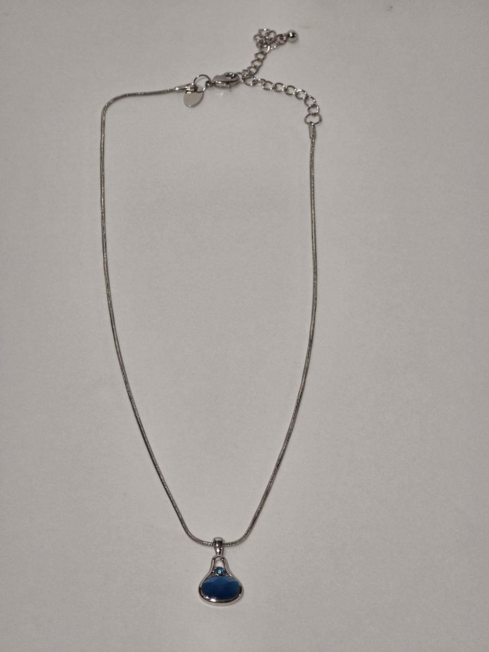 Lia Sophia Silver Necklace with Blue Teardrop Pendant